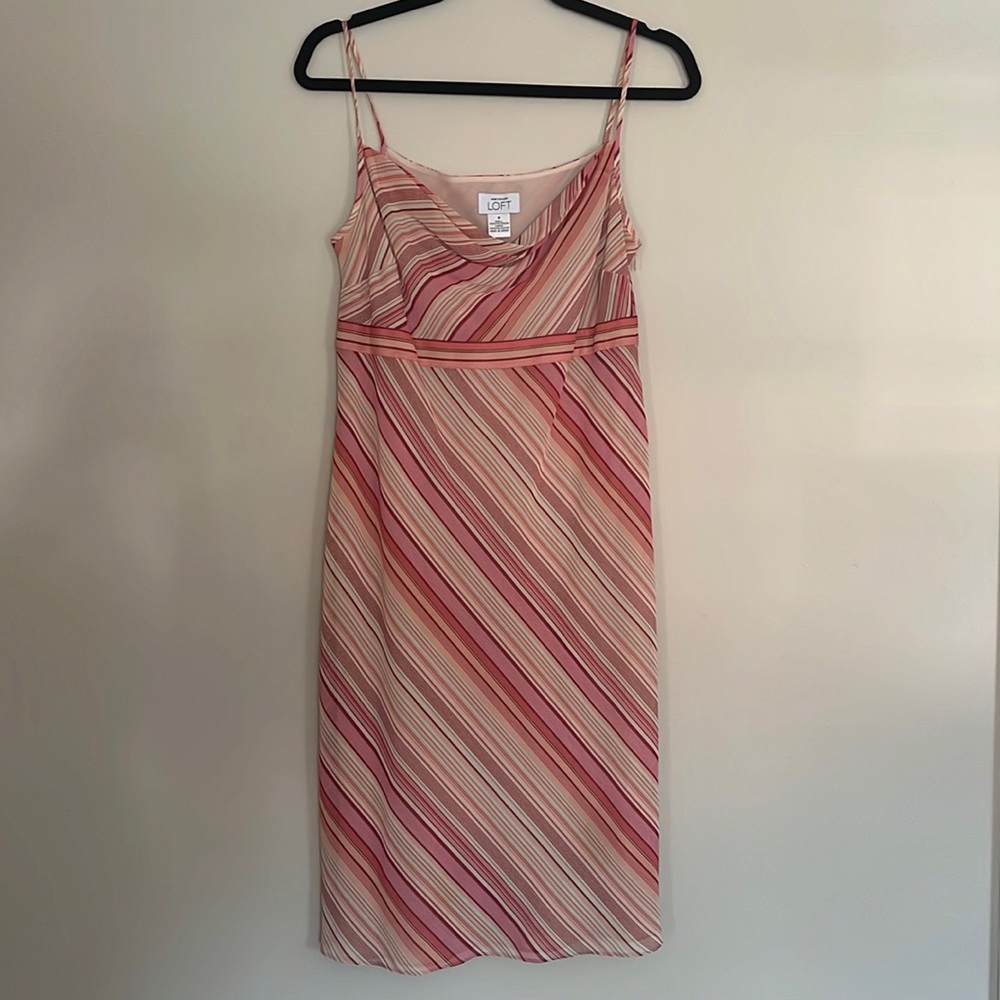 Y2K Striped Cowl Neck Dress LOFT